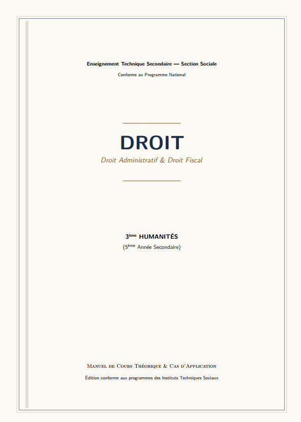 Manuel DROIT ADMINISTRATIF ET FISCAL  3ème SOCIAL