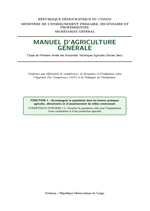 Manuel AGRICULTURE GENERALE 1ère Nutrition
