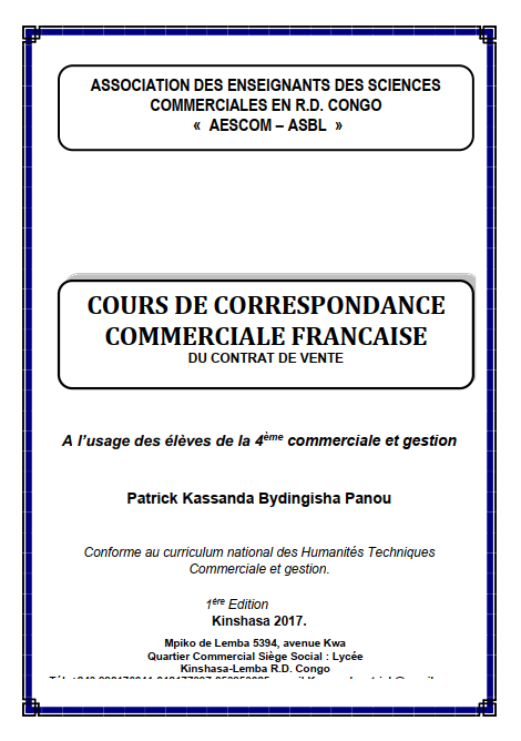 Manuel Cours de correspondance commerciale française 4e CG