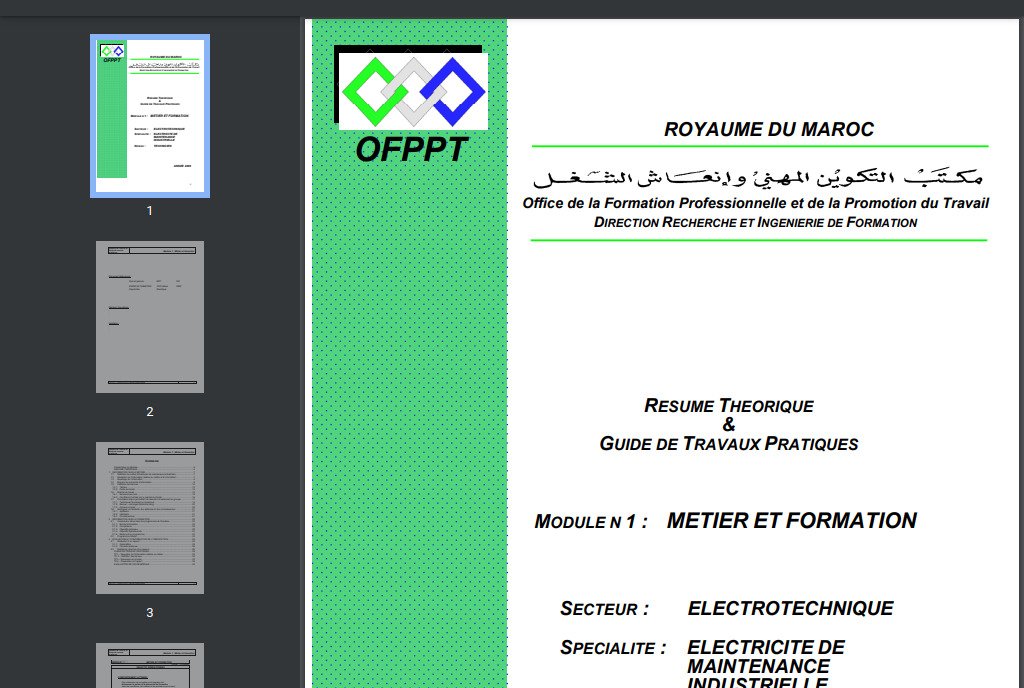 Manuel TEC042 Cours electromecanique Metier formation 